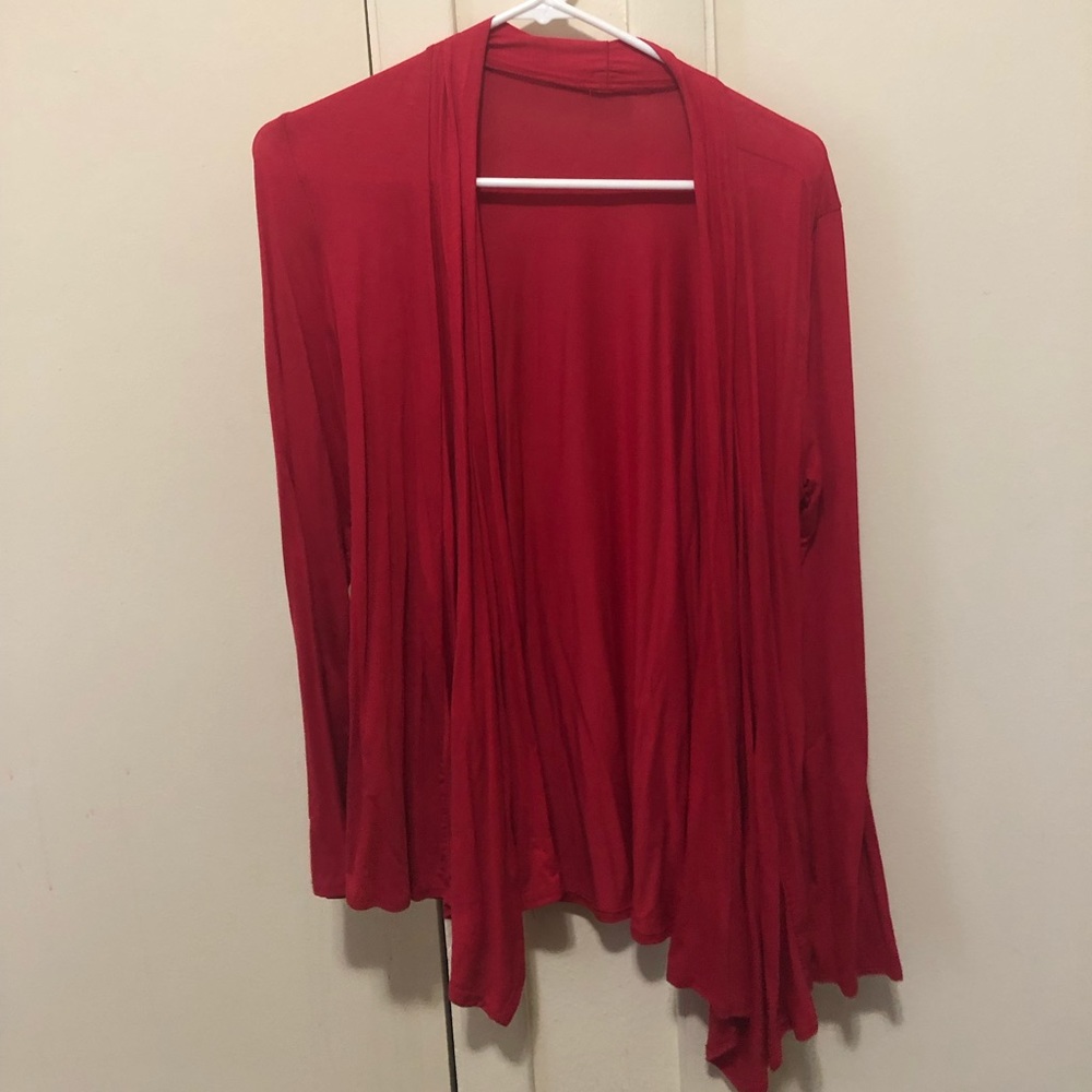 Red cardigan